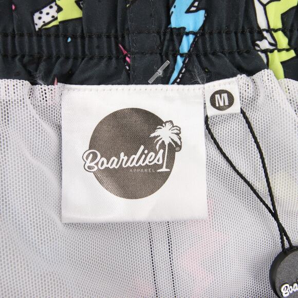 Boardies Apparel Mens Swim Trunks Black Lightning Bolt Neon Print Size M NWT - Picture 9 of 14